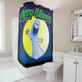 Rideaux De Douche Joyeux fantôme d'Halloween (En situation)