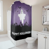 Rideaux De Douche Joyeux Fantôme D'Halloween Dans Un Cimetière (En situation)
