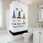 Rideaux De Douche Joyeux Gnomes d'Halloween violet orange (En situation)