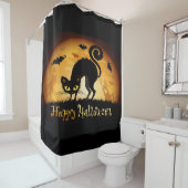 Rideaux De Douche Joyeux Halloween chauves-chauves-souris et fantôme (En situation)