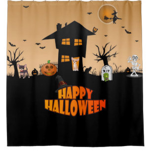 Rideaux De Douche Joyeux Halloween Chihuahuas