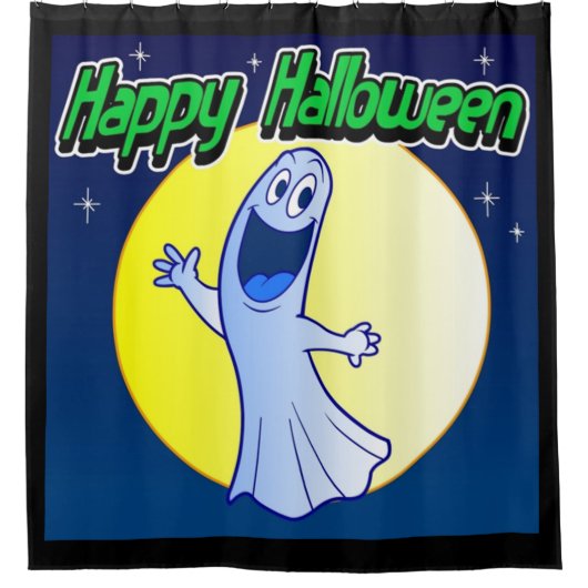 Rideaux De Douche Joyeux Halloween Fantôme (Devant)