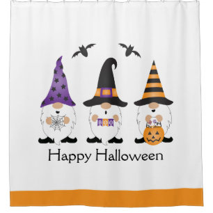 Rideaux De Douche Joyeux Halloween Gnomes Violet Orange