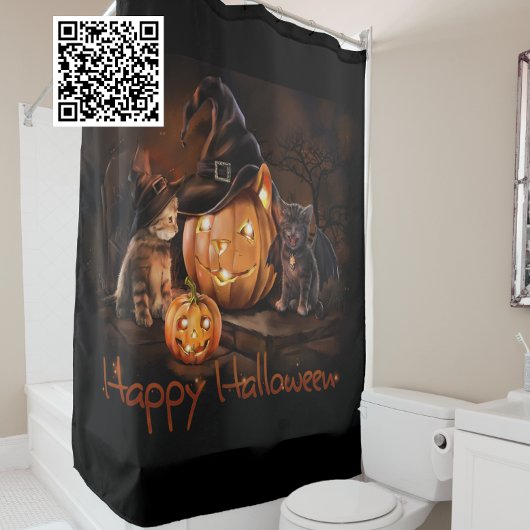 Rideaux De Douche Joyeux Halloween Kittens