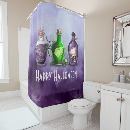 Rideaux De Douche Joyeux Jar d'apothecaire d'Halloween (En situation)