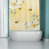 Rideaux De Douche Joyeux mignon bourdon abeilles jaune miel doux