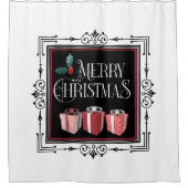 Rideaux De Douche Joyeux Noël 3 Red Packages Art Déco Cadre (Devant)