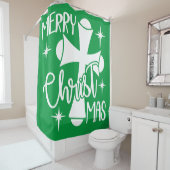 Rideaux De Douche Joyeux Noël avec Croix (En situation)