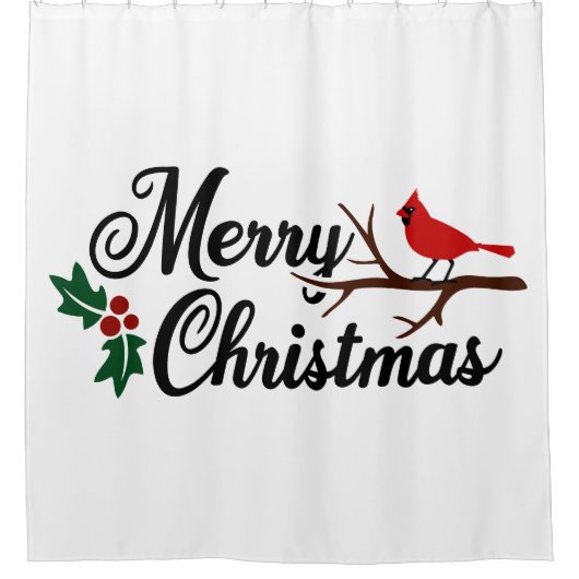 Rideaux De Douche Joyeux Noël avec le cardinal (Devant)