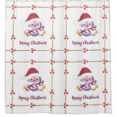 Rideaux De Douche Joyeux Noël Bleu Oiseau Bonbons Cadeau Vacances (Devant)