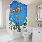 Rideaux De Douche Joyeux Noël Boston Terrier (En situation)