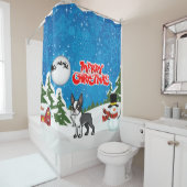 Rideaux De Douche Joyeux Noël Boston Terrier Avec Un Snowman (En situation)