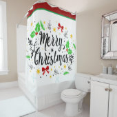 Rideaux De Douche Joyeux Noël festif   (En situation)