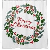 Rideaux De Douche Joyeux Noël Holly Wreath (Devant)