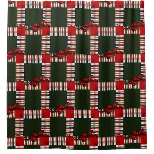 Rideaux De Douche Joyeux Noël Patchwork (Devant)