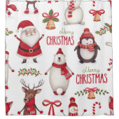 Rideaux De Douche Joyeux Noël Père Noël et amis (Devant)