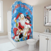 Rideaux De Douche Joyeux Noël Père Noël Et Amis (En situation)