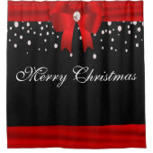 Rideaux De Douche Joyeux Noël rouge et noir (Devant)