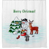 Rideaux De Douche Joyeux Noël ! Snowman avec amis (Devant)