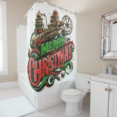 Rideaux De Douche Joyeux Noël steampunk (En situation)
