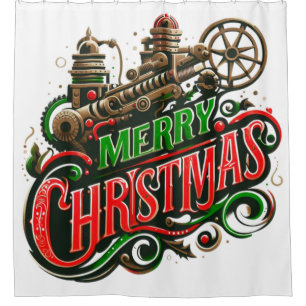 Rideaux De Douche Joyeux Noël steampunk