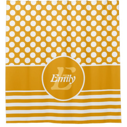 Rideaux De Douche Joyeux nom jaune et blanc Motif géométrique (Devant)