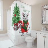 Rideaux De Douche joyeux rat de noël (En situation)