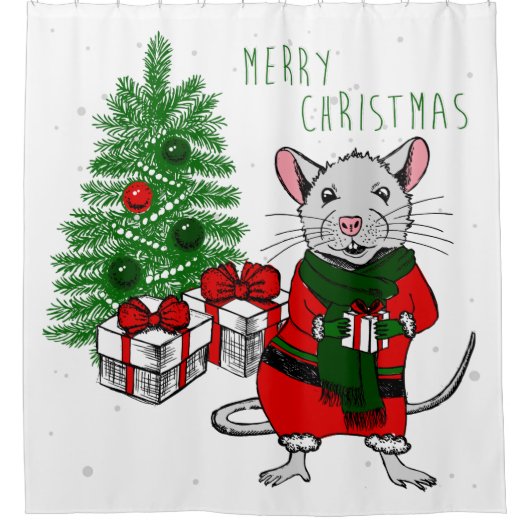 Rideaux De Douche joyeux rat de noël (Devant)