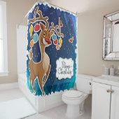 Rideaux De Douche Joyeux rennes de Noël (En situation)