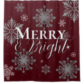 Rideaux De Douche Joyeux rouge et flocon de neige brillant Noël (Devant)