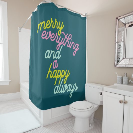 Rideaux De Douche Joyeux Tout Happy Toujours Mint Turquoise Vacances (En situation)