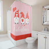 Rideaux De Douche Joyeux Valentin Gnomes Rouge Rose (En situation)