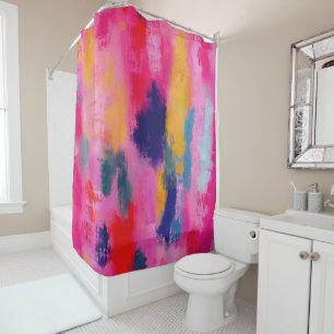 Rideaux De Douche Joyeux Vibrant rose Abstrait