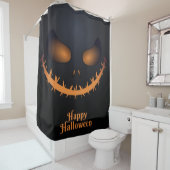 Rideaux De Douche Joyeux visage de la truite d'Halloween (En situation)