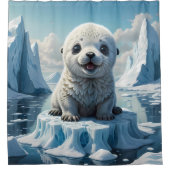 Rideaux De Douche Joyful Baby Seal sur une salle de bain Iceberg (Devant)