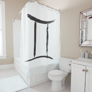 Rideaux De Douche JUMEAUX les Gémeaux Dualité Air Astrologie Noir Bl