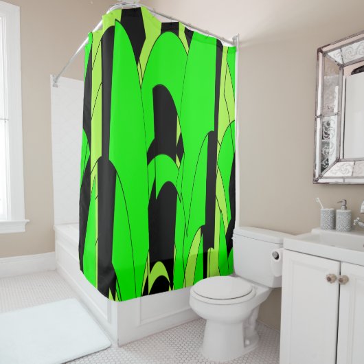 Rideaux De Douche Jungle abstrait citron vert citron (En situation)
