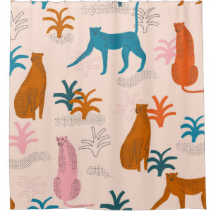 Rideaux De Douche Jungle Cheetah : Funky Motif Tropical.