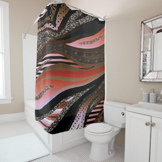 Rideaux De Douche Jungle rose (En situation)