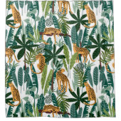 Rideaux De Douche jungle tropicale luxuriante et lions motif (Devant)