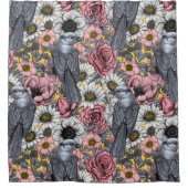 Rideaux De Douche Jus gris et fleurs (Devant)