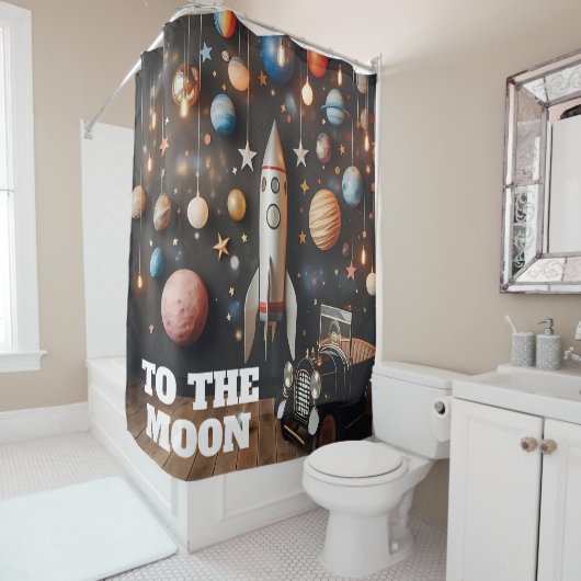 Rideaux De Douche Jusqu'à la Lune (En situation)