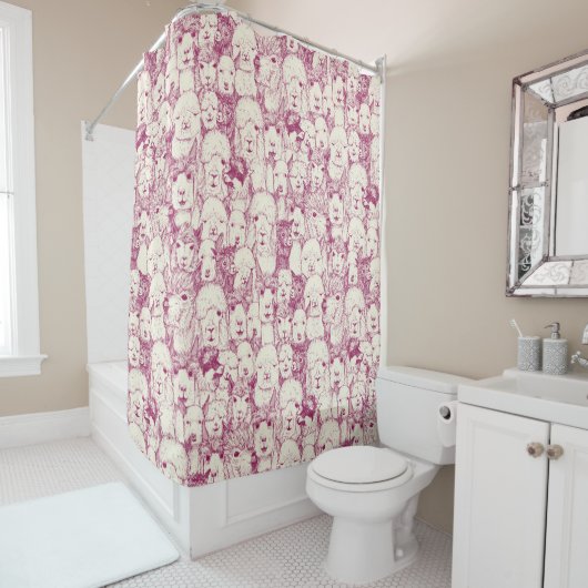Rideaux De Douche juste alpacas cerise perle (En situation)