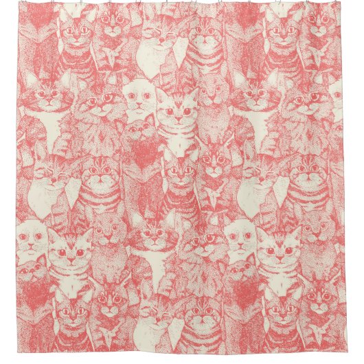 Rideaux De Douche juste chatons corail rose (Devant)