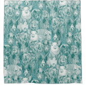 Rideaux De Douche juste des cochons turquoise viridian (Devant)