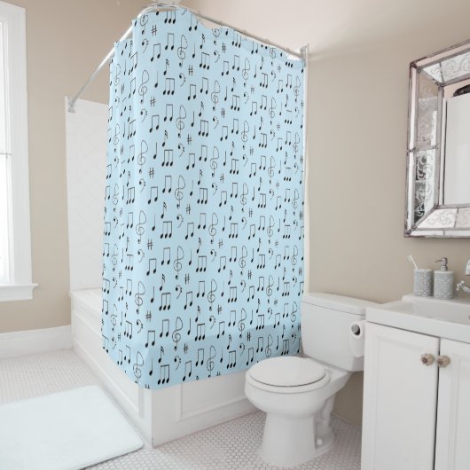 Rideaux De Douche Juste Noté Bleu (En situation)