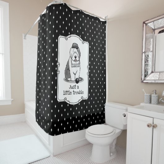 Rideaux De Douche Juste un petit problème Vieux anglais Sheepdog Gre (En situation)