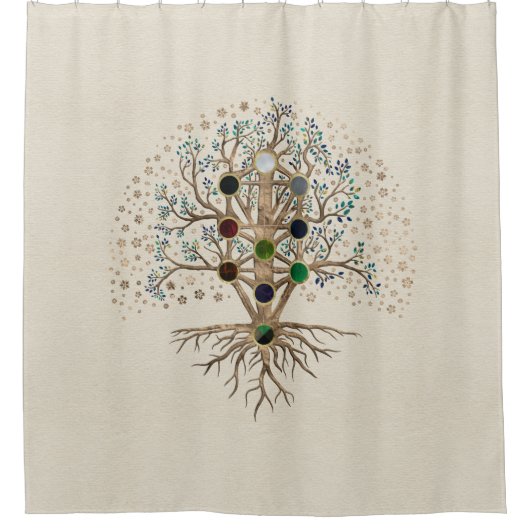 Rideaux De Douche Kabbalah L'arbre de vie sur toile (Devant)