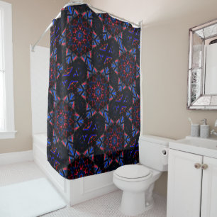 Rideaux De Douche Kaleidoscope avec hexagone, dégradé bleu à saumon