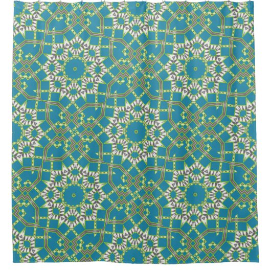 Rideaux De Douche Kaléidoscope blanc vert Cercles géométriques (Devant)